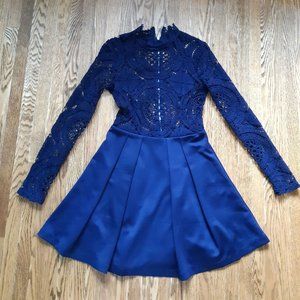 Windsor navy crochet top fit and flare dress